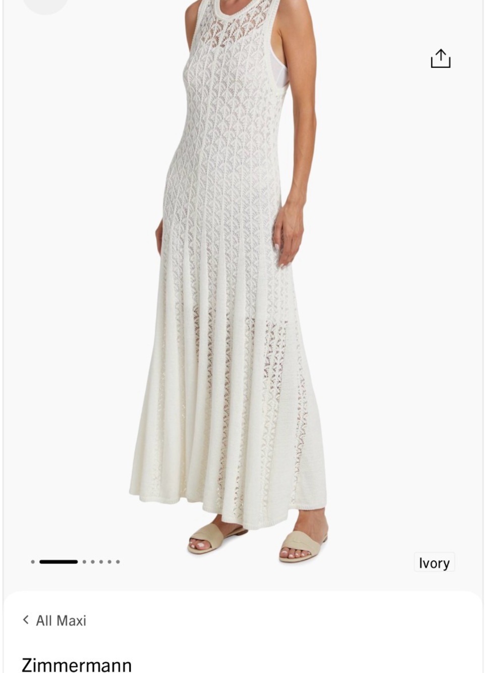 Zimmermann Ivory Crochet Knit Maxi Skirt